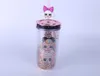 The latest Drinkware mixed color doll series with straws, sequined solid cups, double-layer plastic cup, support customization