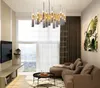 Nordic Creative Bamboom G4 Led Chandelier Plate Gray Glass Lampshades Pendant Chandelier Luminaria Lustre Chandelier Lighting MYY