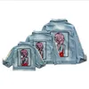 Girls Denim Jacket Coats Children Clothing Autumn Baby Girl Clothes Sequins Holes Hot Fix Rhinestones Outerwear Tops Jean Jackets for Kids