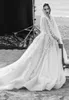 2020 Spring Long Sleeve Wedding Dresses V Neck Beads Appliqued Beach Wedding Gowns Custom Made robes de mariée