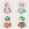 Meisjes brief gedrukt kleding sets zomer bandhnu slip vest shorts zweet pak mode outdoor gym kleding trainingspak boutique kleding byp736