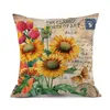 45*45 cm Classic Sunflower Cotton Linen Linen Pillow Car Seat Pillow SOFA CUSHION Office Home Decoration Pillow Case Endast