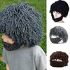 Hand Knitting Funny Party Beanies Wig Beard Hat Unisex Winter Knit Warm Hat Halloween Gifts Masks Beard Cap For Children Adult