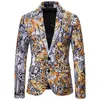 Męska kurtka Blazer Vintage Tiger Head Printed Men Blezer Slim Fit Rose Forbor Mens Mens Kurtka Blazerów Prom Homme5448719