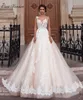 2020 Nuovo arrivo sexy A-Line abito da sposa gioiello applicazioni in pizzo tulle romantico Robe De Mariage Vestido De Noiva abiti da sposa trasparenti senza schienale