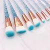 10pcs Blue Unicorn Makeup Brushes Set Powder Eyeshadow Foundation Lip Brush Crystal Diamond Make up brush Kits maquiagem