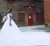 Luxury 2019 African Wedding Dresses Off the Shoulder Lovely 3d Beaded Little Flowers Lace Appliques Off Shoulder Bridal Gowns Long Train