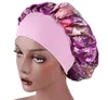 Новый Fshion Женщины атласная Night Sleep Cap волос Bonnet Hat Silk Крышка головки Широкий Резинка шапочка для душа