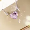 Fashion- quality S925 silver heart pendat necklace in real 4.25 oct pink diamond for women wedding jewelry and ring set gift Free shippin