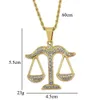 Mode-Balance Diamanten Anhänger Halsketten für Männer Frauen Luxus Waage Anhänger Legierung Strass Gold Konstellation Halskette Schmuck Geschenke