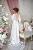 Fall Satin Sexy Hochzeit Braut Brautjungfern Robe Illusion wulstige Zurück Bademantel Langarm Appliqued Robe Dressing Nachtkleid für Frauen