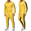 Zogaa الرجال رياضية لون كتلة sweatsuit للرجال مقنع البلوز والسراويل الرياضية عارضة اللياقة البدنية