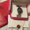 Nieuwe vierkante rode horlogebox voor GMT-boekje Tags en papers in English Horloges Box Originele Inner Buiten Mannen Polshorloge Box