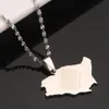 Stainless Steel Saudi Arabia Map Flag Gold Color Charm Pendant Necklace Kingdom of Saudi Arabia Jewelry Women Girl