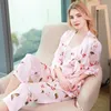 Wholesale- Sets 3 Pieces Sleepwear Pijama Sleeveless Flower Print Silk Sleep Lounge Nightwear Spaghetti Strap Pyjama