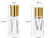 100 sztuk / partia 4ml 8ml Mini Szkło Perfume Butelki Travel Spray Atomizer Puste butelki perfum z czarnym złotym srebrnym spray