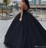 Sleeveless Floor Length Long Black Ball Gown Prom Dresses with Corset Back Simple Sweetheart Neckline Prom Gowns Custom Made Plus Size