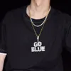 Nome personalizzato da uomo Collana con pendente a lettere scavate Catena Ice Out Zircone cubico Oro Argento Bling Zirconia Hip Hop Gioiello2381