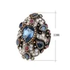 Wholesale- Turkish Ethnic Jewelry Big Colorful Crystal Ring Vintage Wedding Rings For Women Engagement Ring Jewelry Boho Accessories