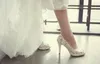 Bling Bling Flowers Wedding Shoes Sexy Bridal Dress High Heels Shoes Peep Toe White Lace Crystal Hand Crafted Women Prom Party Pumps F02