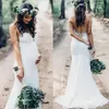 Vestidos de noiva de renda sexy sereia de verão tiras de espaguete de backless sweee sweeew sweep garden country country grávida vestidos de noiva vestidos de noiva