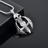 New Z793 Silver Hold Crsytal Wing Skeleton Netlace Stainless Steel Durn Necklace for Ashes Mens kefsake Jewelry Pen9358896