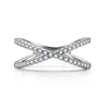 Ins Top Sell Simple Fashion Jewelry Vero argento sterling 925 con pavé di zaffiro bianco CZ Diamond Gemstones Party Women Wedding Cross Ring Gift