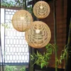 Wicker Rattan Ball Globe Sphere Shade Pendant Light Fixture Rustic Country Handmade Hanging Lamp for Dining Room E27 Edison Bulb MYY