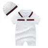 newborn baby clothes Cotton designer short sleeve baby rompers Infant clothing baby boys girls jumpsuits + hat 0-24 month