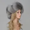 Nieuwe stijl winter echt echte vos bont hoed vrouwen 100% natuurlijke echte vos bont cap 2018 kwaliteit warme Rusland echte vos bont bommenwerper caps D19011503