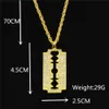 Fashion-p Hop Style Razor Blade Pendant Necklace Alloy Gold Color Iced Out Rhinestones With 70cm Chain Necklace For Men Christmas Gift