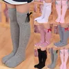 Meias das meninas do bebê Crianças Princesa doce Bowknot Bota listrada Sock Inverno Knee Inverno Alta Meias Bonitas Meias Bonitas Criança Meias de Algodão Sólido Tlzyq632