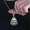 14k congelado fora crânio skellington colar de pingente de horror que bling micro pave zircônia cúbica simulado diamantes 24 polegada corda cadeia