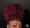 Short High Afro Ponytail Puff Burgundy Red Top Quality Afro Kinky Curly Drawstring Ponytail Bun Updo 140g-100g