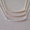 promotion classic simple jewelry cz curve bar three color AAA cubic zirconia top quality bar necklace for women sale