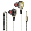 3,5 mm jack hörlurar hörlurar dubbla rörliga spiral järn stereo bass trådbundna öronproppar med mikrofon för iPhone Samsung Android smartphones