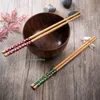 100ペア200ピース東部の西ナチュラル竹の花のテーマデザインされた中国の箸が洗練された洗練された表面の箸