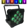 12PCS LED-lampor 9x18W RGBWA UV 6In1 DMX Trådlöst batteridriven par Flat Wedding Uplight Wash DJ Uplighting