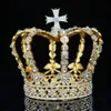Kryształ Vintage Royal Queen King Tiaras i korony Mężczyźni / Kobiety Korowód Prom Diadem Włosy Ozdoby Wedding Włosy Akcesoria Biżuteria CJ191226