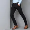 Czarny Stretch Skinny Sukienka Spodnie Mężczyźni Party Biuro Formalne Męskie Garnitur Ołówek Pant Business Slim Fit Casual Male Spodnie
