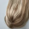 Balayage 1060 Renk İpek Taban İnsan Saç Toppers Kadınlar İçin Klip Klip Saçlar için Klip Saçlar için Toupee