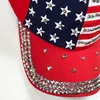 패션 럭셔리 디자이너 분할 컬러 미국 깃발 반짝이는 스팽글 여름 야구 공 캡 청소년 여행 남자 여자 모자 1459506