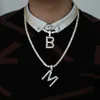 A-Z Zircon Tennis Letters Necklace Pendant For Men Women Gold Silver Color HipHop Jewelry with 4mm Tennis Chain262E