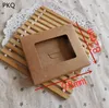 100pcs 6 tailles Boîtes de carte postale rétro Boîte d'emballage en papier kraft en carton marron Package photo Package en gros