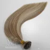 ヨーロッパのピアノライトブラウンプラチナブロンド二重描かれた100gレミーバージン緯糸18インチ人間の髪の延長
