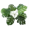 Fake Faux Artificial 9-Leaf Artificial Plant Monstera Branch Palm Fern Turtle Leaf för hem Bröllopsdekoration