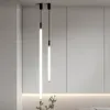 Minimalistische LED-buis Hanglamp Aluminium Acryl Hanglamp Lounge Lounge Dinning Tafel Bedside Creative Hanging Lighting