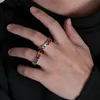 18K 골드 화이트 골드 여러 가지 빛깔의 CZ 지르코니아 테니스 반지 다이아몬드 힙합 랩퍼 보석