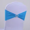 18 Colors Wedding Chair Cover Spandex Lycra Chair Cover Sash Bands Crown Shape Chair Buckle Sash For Home Party Meeting Accessories