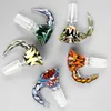 Thick Colored Round Glass Bowl Herb Dry Oil Burners with Handle 14mm Male for Smoking Tools Accessories Glass Bongs Bubble